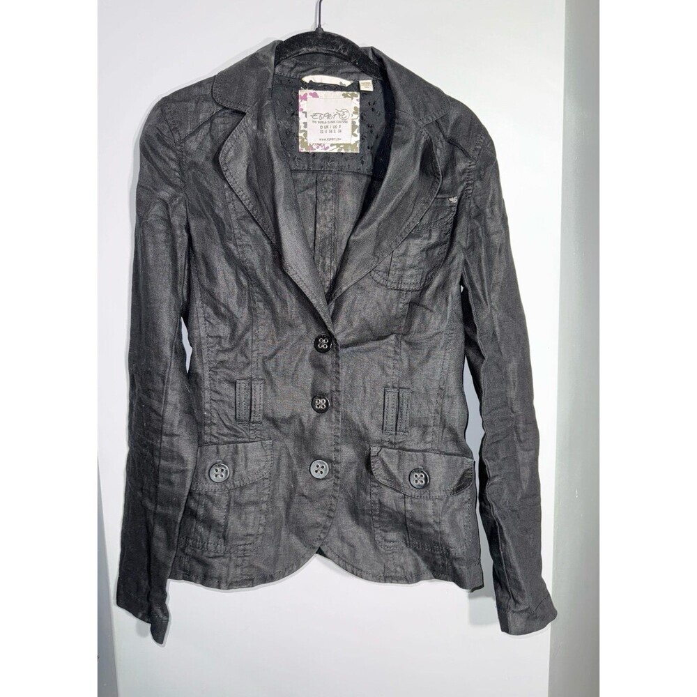 Esprit black 100% linen blazer size‎ 2